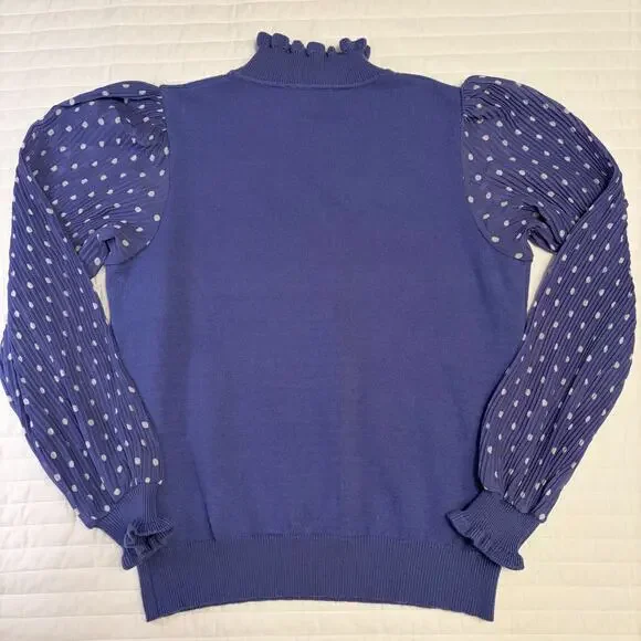 Nanette Lapore Purple Mock Neck Pleated Sleeve Womens Medium - Picture 2 of 7